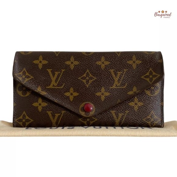 Authentic Louis Vuitton Monogram Canvas Leather Burgundy Josephine Long Wallet - Picture 1 of 11